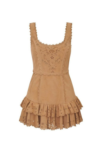 Chrysanthe Suede Eyelet Mini Dress — packshot