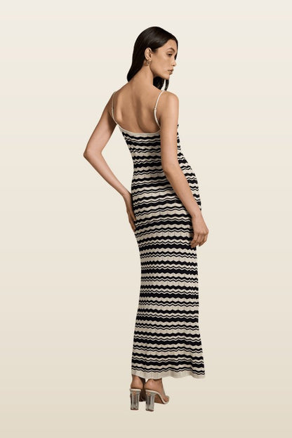 Cindy Crochet Maxi Dress (Ecru Ink — model back