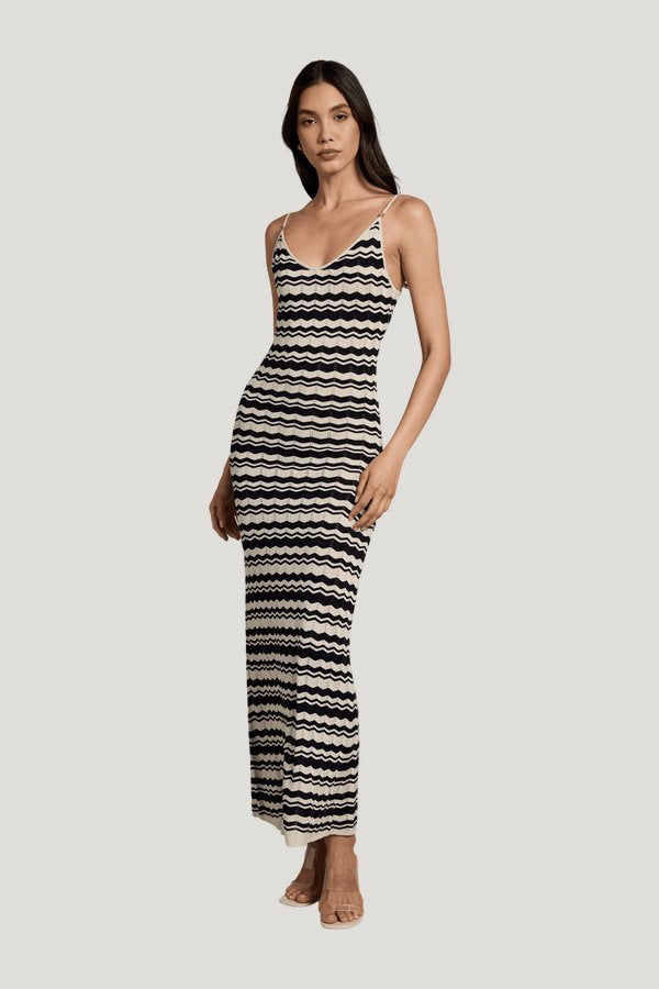 Cindy Crochet Maxi Dress (Ecru Ink — model front