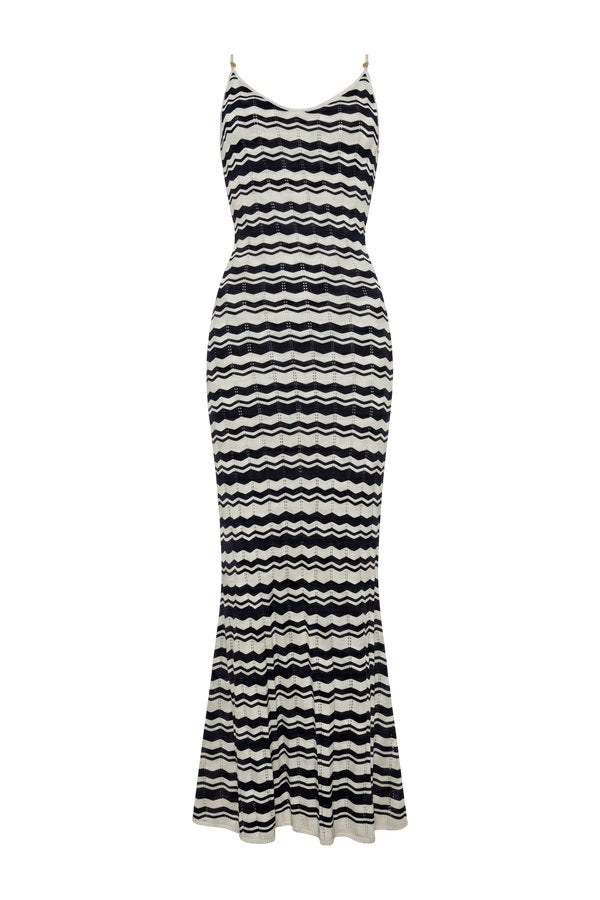 Cindy Crochet Maxi Dress (Ecru Ink — packshot