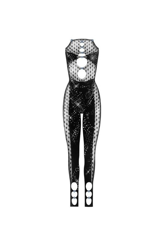 Rhinestoned Janice Jumpsuit Jet — packshot