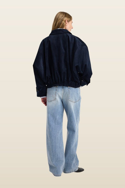 Corduroy blouson jacket | night — model back