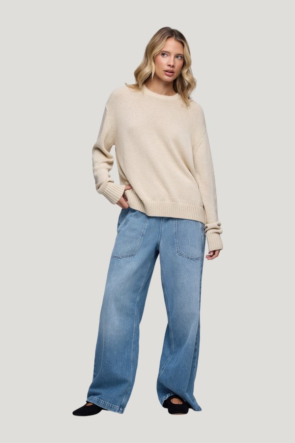 Cotton Crew Sweater | Heather Oat — carry 2