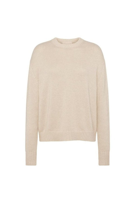 Cotton Crew Sweater | Heather Oat — packshot