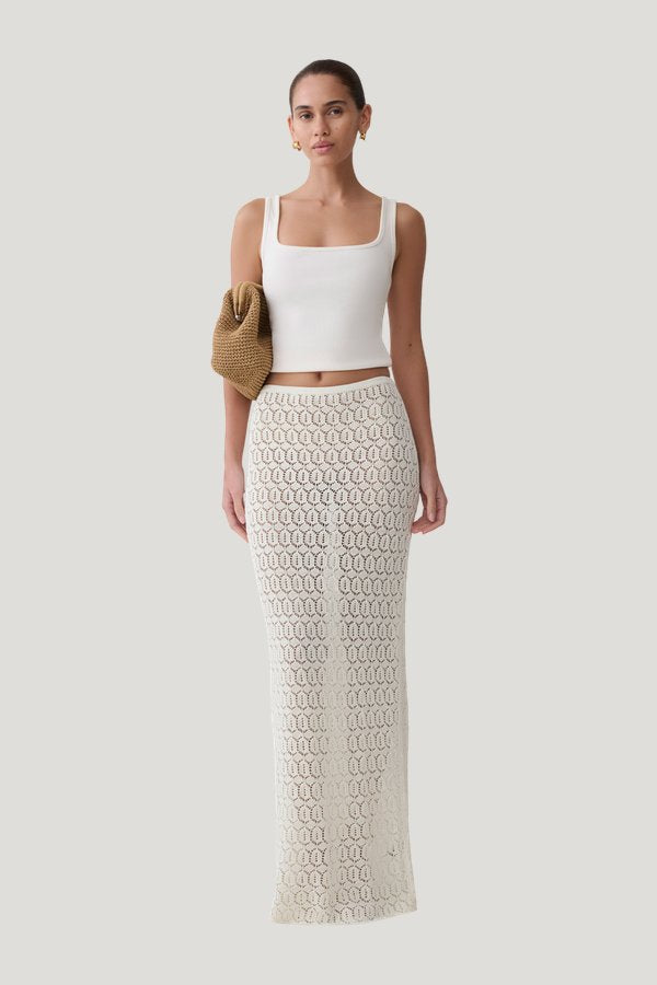 Courtney Crochet Knit Maxi Skirt — model front