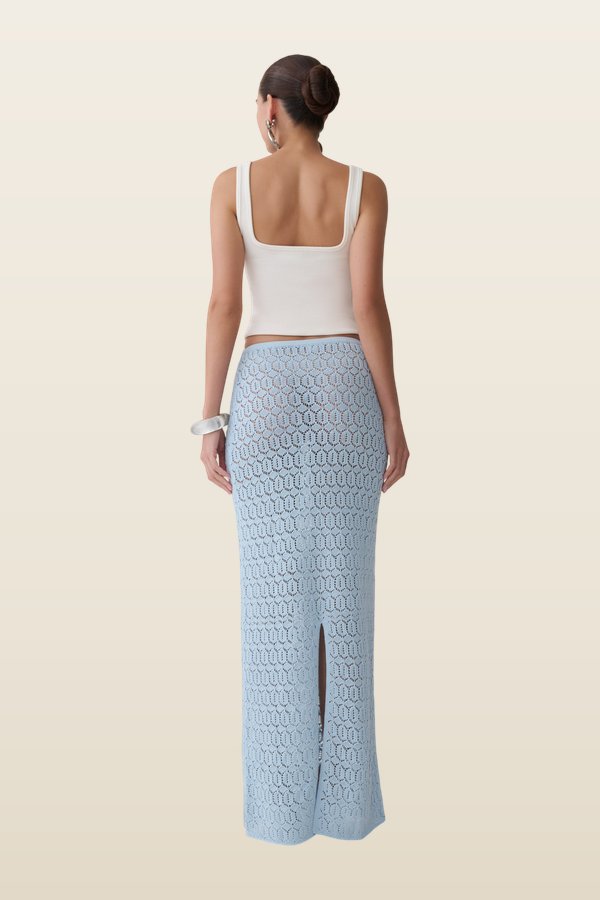 Courtney Crochet Knit Maxi Skirt — model back