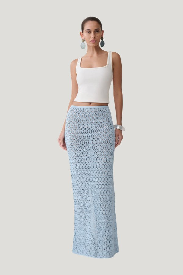 Courtney Crochet Knit Maxi Skirt — model front