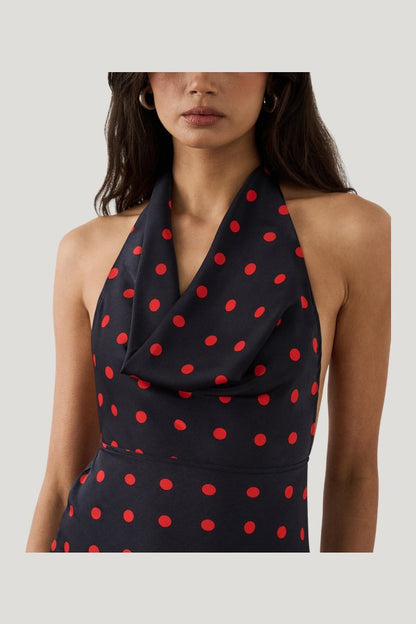 Cowl Halter Maxi Dress — model side