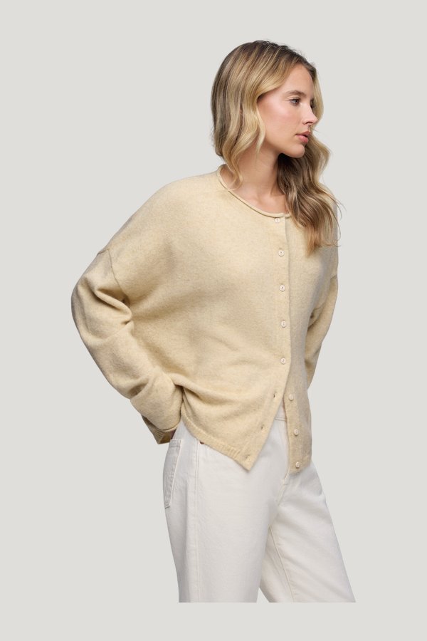 Cozy Knit Boxy Cardigan | Heather Oat — carry 3