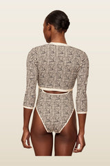 Crete Swim Cardi - Black Gingham — model back
