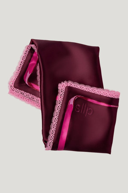 Crimson Kiss Queen Zippered Pillowcase with Lace Trim — extra