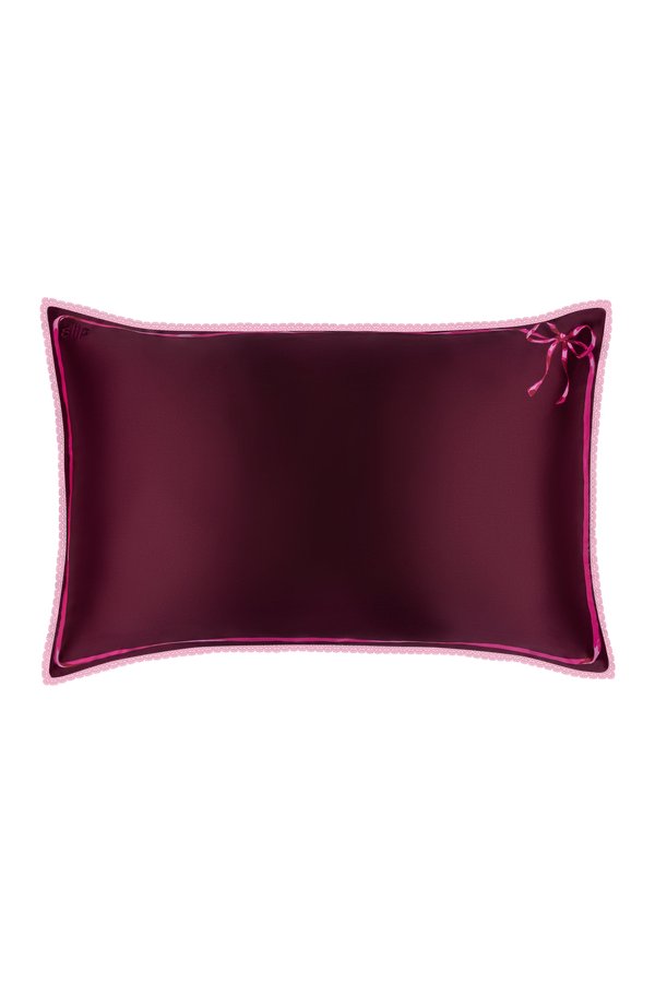 Crimson Kiss Queen Zippered Pillowcase with Lace Trim — packshot