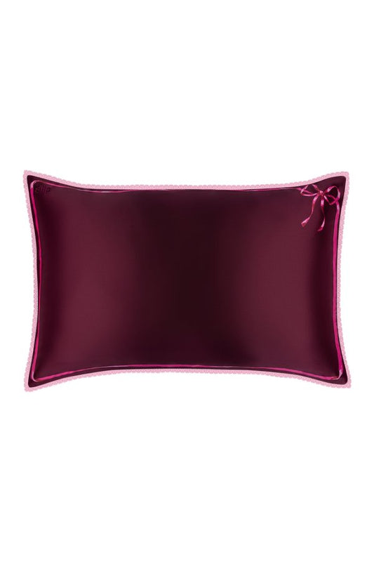Crimson Kiss Queen Zippered Pillowcase with Lace Trim — packshot
