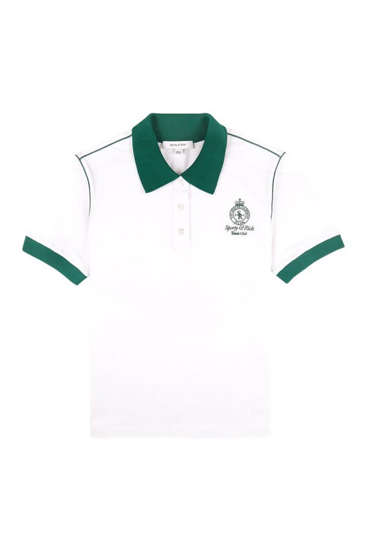 Crown 70s Pique Polo - White/Alpine — packshot