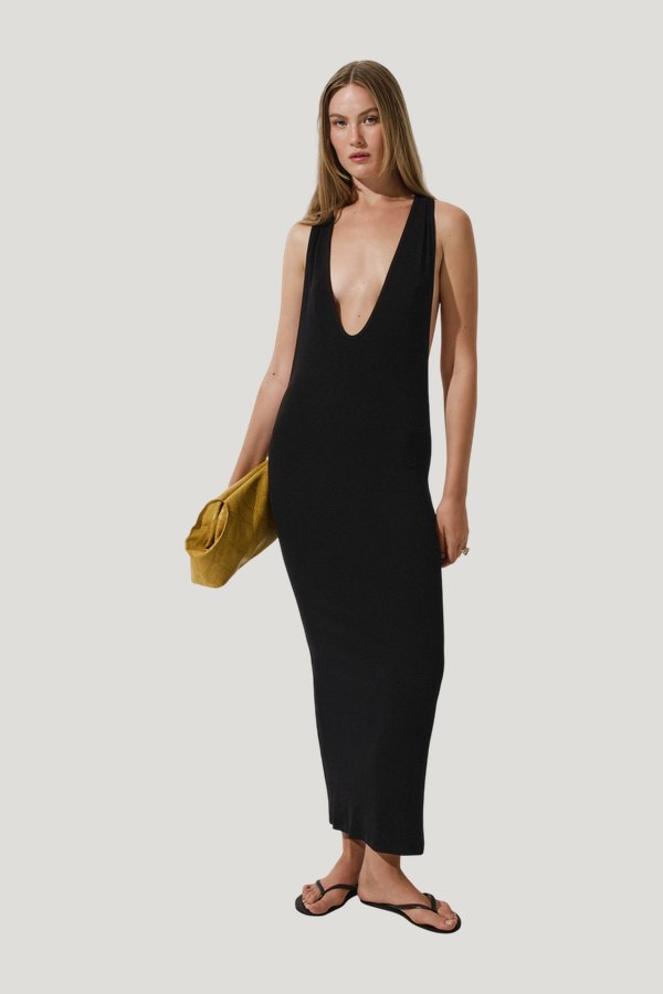 Cutout dress in Onyx — model front