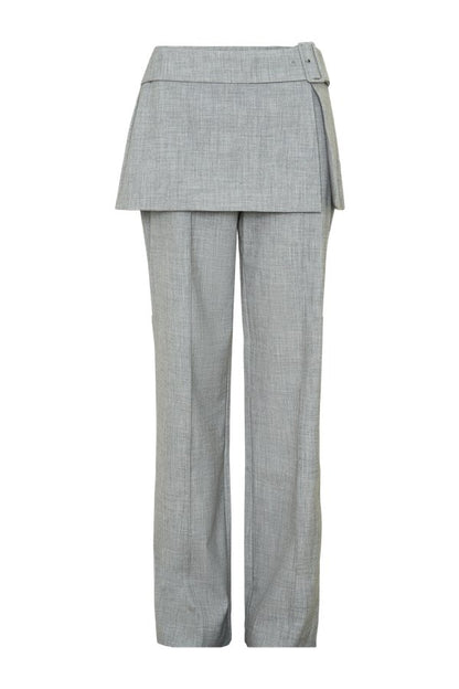 Daisy Wrap Skirt Straight Leg Pants - Charcoal Marle — packshot