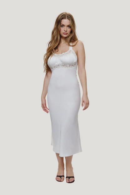 Darcy Satin Midi Dress - Sleepy Angel — model front