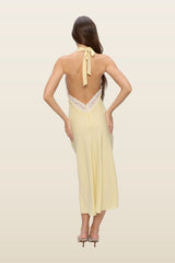 Darcy Satin Midi Dress - Whipped Butter — model back