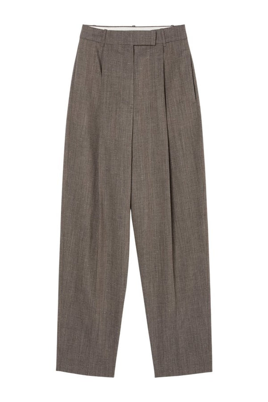 Daria - Single pleat tapered trousers | earth slub — packshot