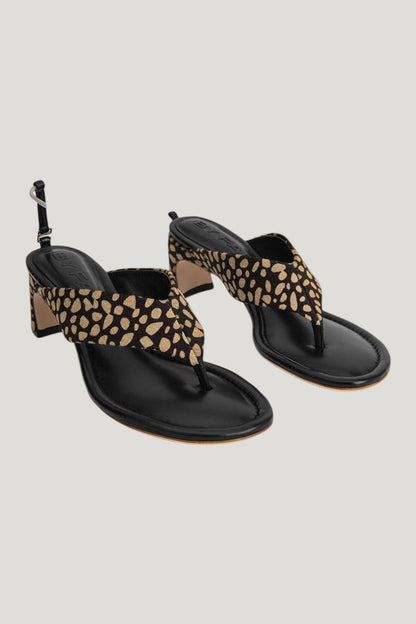 Dasha Heel Black Cheetah Pony Hair — model front