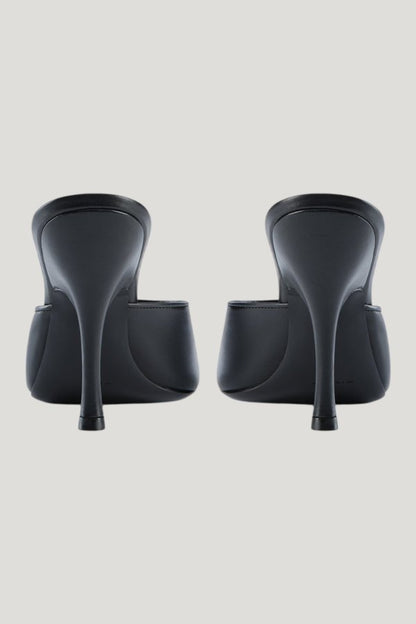 Date Mule in Black Creased Leather — extra