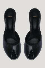 Date Mule in Black Creased Leather — extra