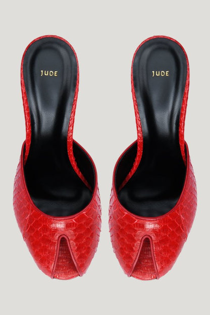Date Mule Red Python Leather — extra