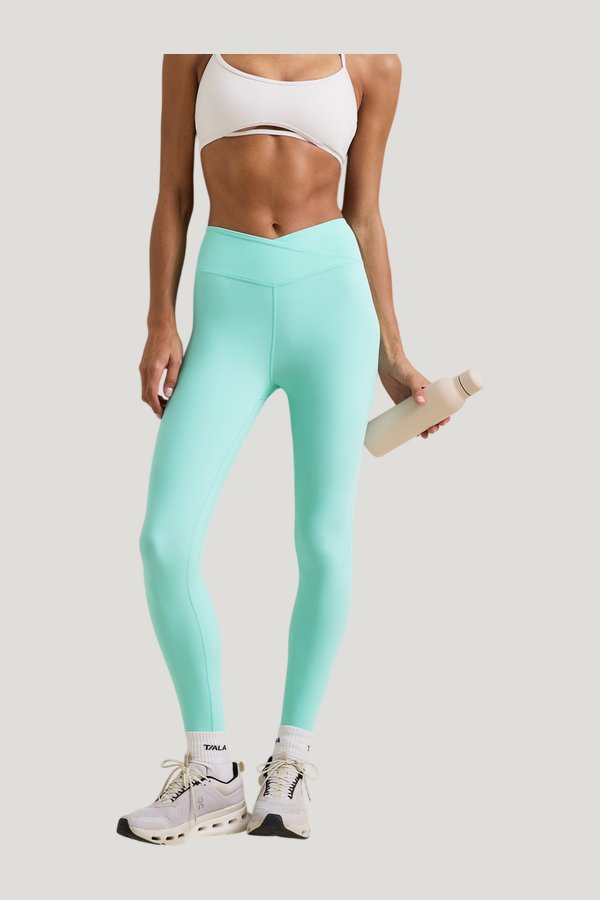 DayFlex Wrap High Waisted Legging - Aqua — model side