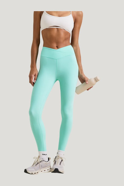 DayFlex Wrap High Waisted Legging - Aqua — model side