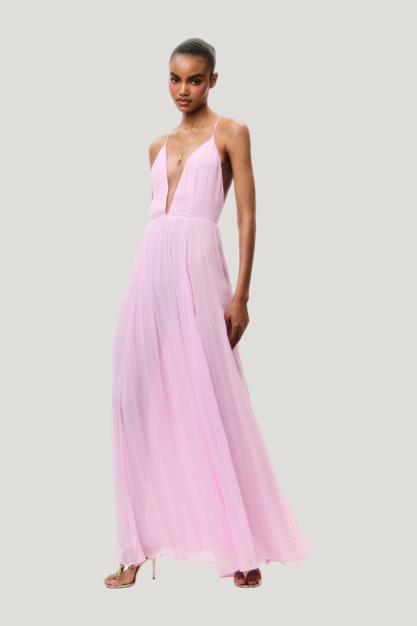Dayna Chiffon Open Back Maxi Dress — model front