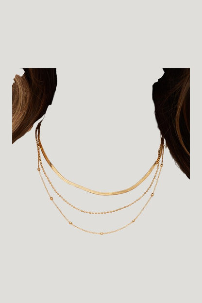 Delia Gold Layered Necklace — model front