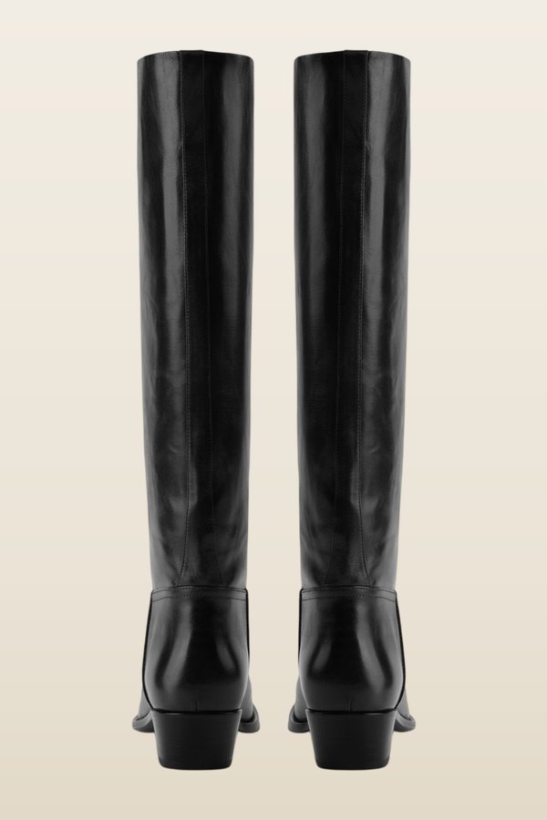 Den Knee Boot Black Leather — model back