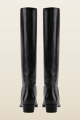 Den Knee Boot Black Leather — model back