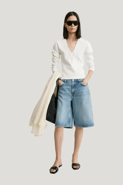 Denim board shorts true vintage — model front