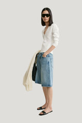 Denim board shorts true vintage — model side