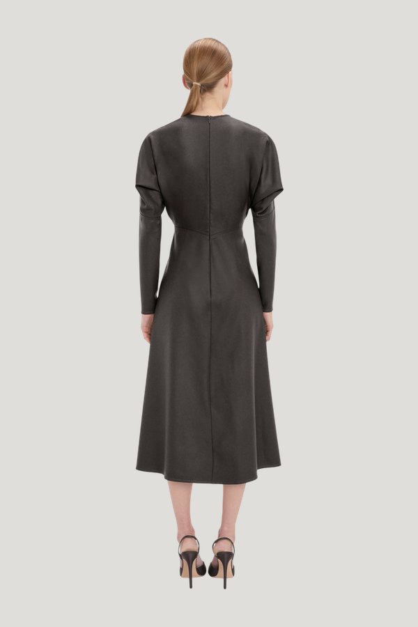 Dolman Midi Dress In Dark Grey Melange — extra
