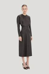 Dolman Midi Dress In Dark Grey Melange — model side