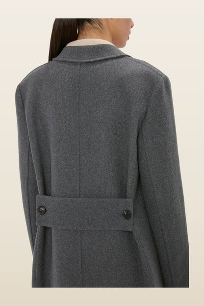 Overcoat In Grey Melange — model back