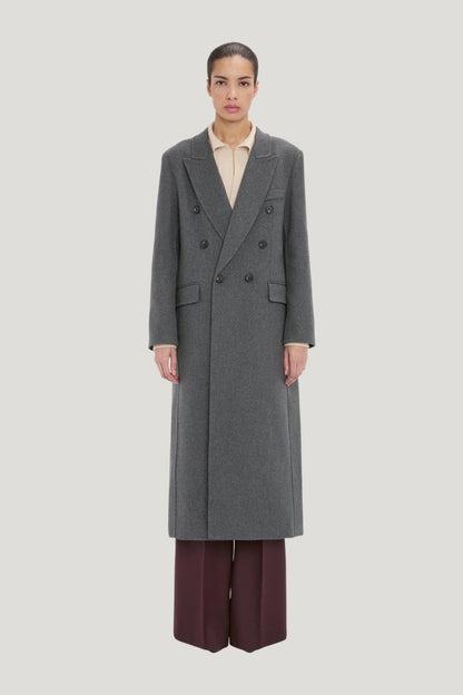 Overcoat In Grey Melange — model front