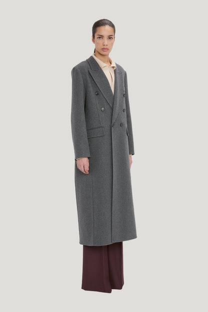 Overcoat In Grey Melange — model side