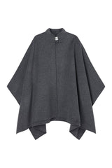 Double-faced wool pankou closure poncho | dark grey melange — packshot
