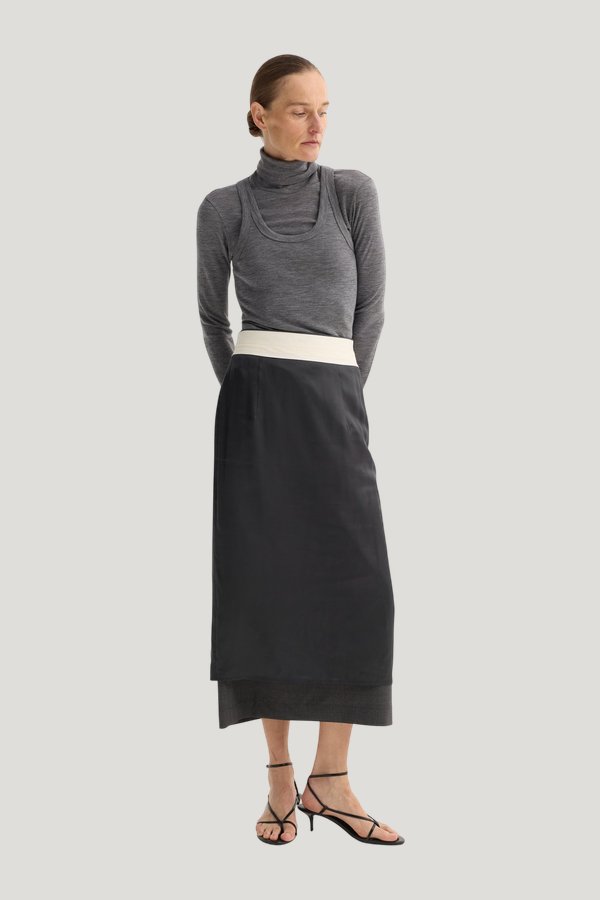Double-layer wool top | mid grey melange — carry 2