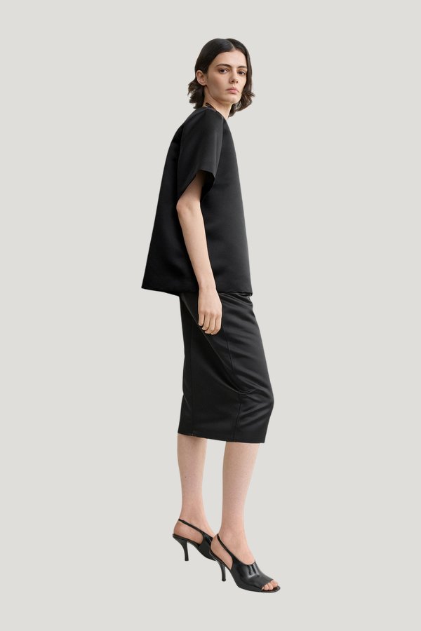 Duchess satin tee — model side
