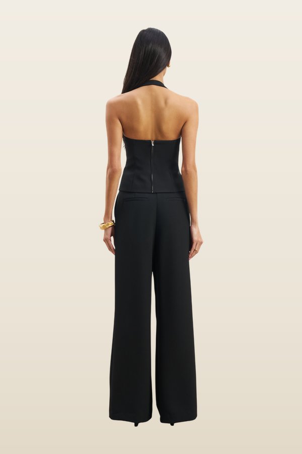 Effortless Pleated Wide Leg Trousers — model back