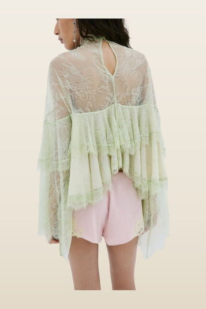 Elia Shorts In Pink Crepe De Chine — model back
