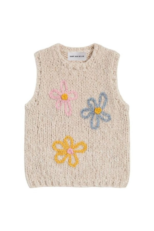 Embroidered Daisy Fluffy Knit Vest — packshot