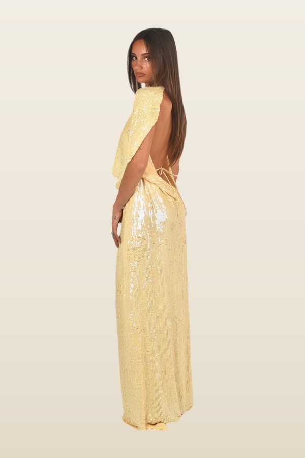 Soleil Sequin Gown — model back