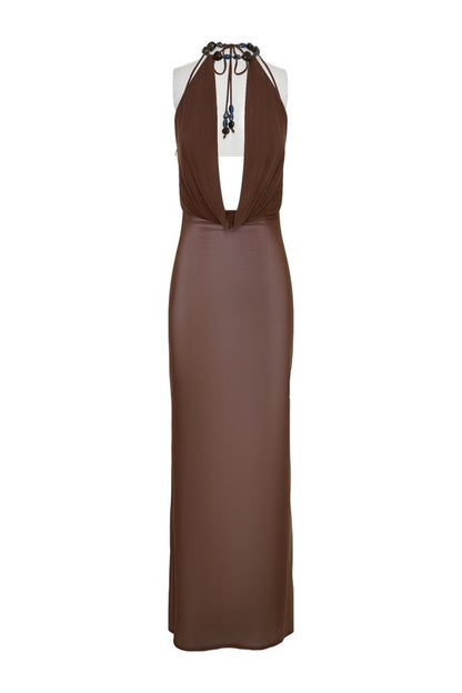 Ethal Mesh Cowl Neck Beaded Maxi Dress — packshot