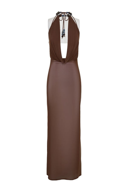 Ethal Mesh Cowl Neck Beaded Maxi Dress — packshot