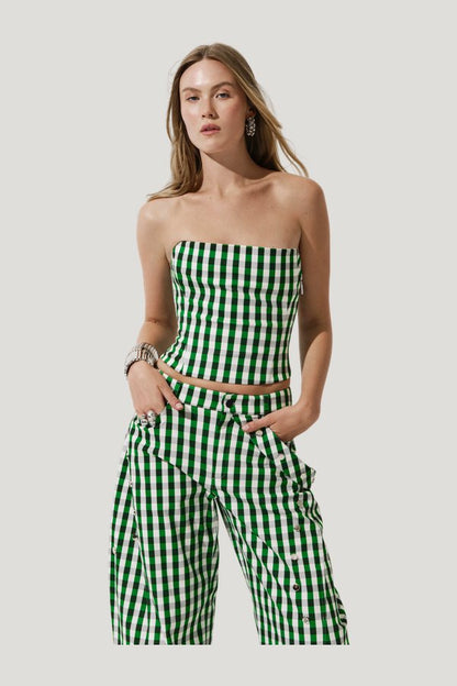 Etta bandeau in Gingham — model front